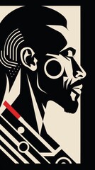 Classic Contrast: Linocut Man in Black and White