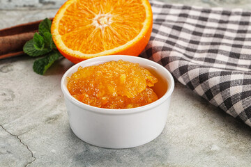 Tasty homemade Orange jam in the bowl
