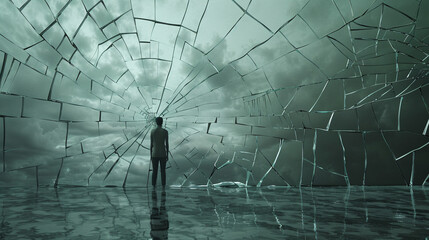 Fragmented Self: Contemplating Reflection in Broken Mirror