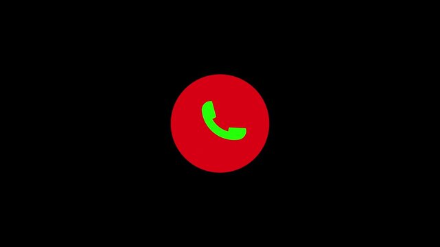 green color call icon animation in balack backgrounnd. mobile phone call icon.