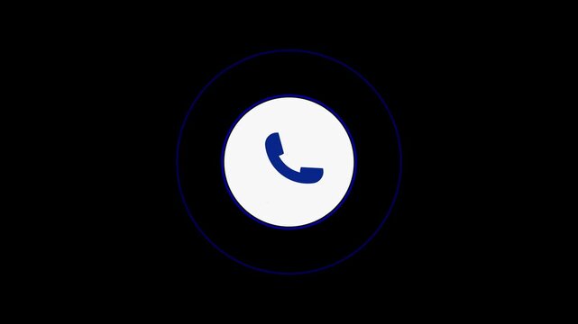 green color call icon animation in balack backgrounnd. mobile phone call icon.