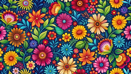 Vibrant and colorful floral pattern on a desktop background, flowers, blossoms, nature, botanical, vibrant, colorful