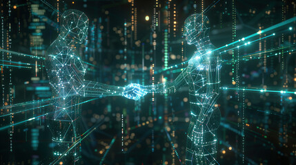 Obraz premium Futuristic Digital Handshake: Smart Contract Agreement