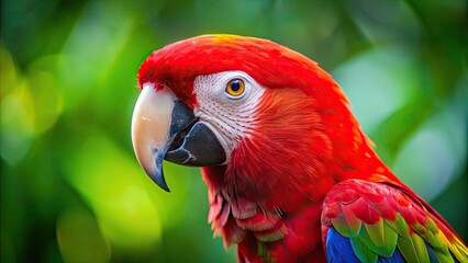 Close-up of a vibrant red headed parrot, Parrot, Bird, Close-up, Red, Colorful, Feathers, Wildlife, Exotic, Tropical