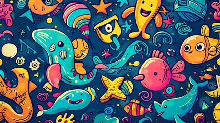 Fototapeta premium background of children's cartoon characters