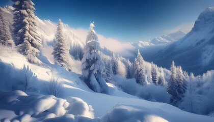 美しい雪化粧の景色、華麗で幻想的に仕上げる Generated by