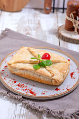 Baked Fatayer and  pastry, Styled and Garnished on a Plate