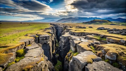 Crack in a rocky landscape in Iceland, Crack, Rock, Landscape, Iceland, Nature, Geology, Scenic, Dramatic, Rift, Landform