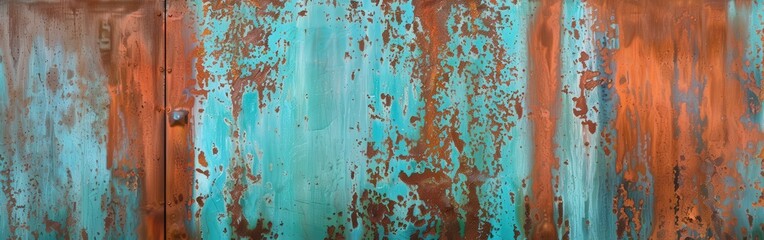 Rusty Wall With Vibrant Blue and Brown Colors in Urban Setting