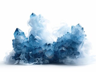 Fototapeta premium Vibrant Kyanite Smoke Explosion Bursting on White Background