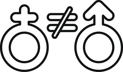 Gender inequality concept showing the unequal status between the male and female symbol