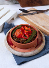 Casserole with vegetables (okra) Pork and okra gumbo, cajun style stew, delicious Beef and Okra Stew
