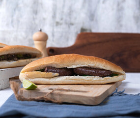 Homemade Coney Island Hot Dog with Chili and Mustard
