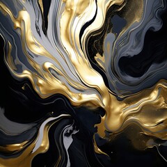 Abstract liquid gold design luxury wallpaper nature black brush oil modern paper splash painting