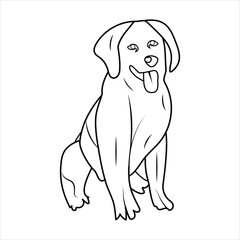 Fototapeta premium Labrador Puppy dog Coloring page or Book for kids. Labrador puppy outline vector illustration
