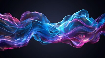3D fluid ribbons with a glossy finish in electric blue and magenta creating dynamic flowing shapes against a dark background perfect for modern layouts