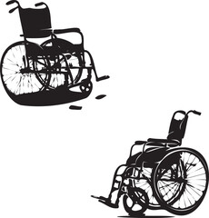 Wheel Chair black silhouette vector 