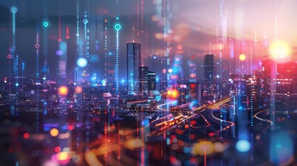 Fototapeta premium futuristic city where advanced technology manages diabetes, visualizing the molecular changes in the human body