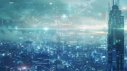 Fototapeta premium futuristic city where advanced technology manages diabetes, visualizing the molecular changes in the human body