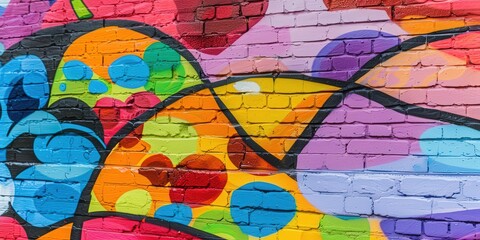 Obraz premium Vibrant Graffiti Art on Brick Wall in Urban Setting