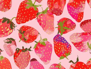 Cute Pink Strawberry Pattern on a Soft Background