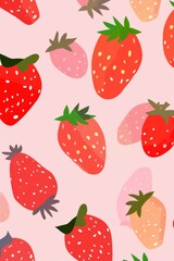Playful Strawberry Pattern on Light Pink Background