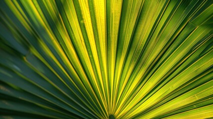 Illuminated palm leaf in the evening sun
