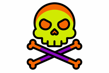  Vector Line Art Halloween Skull and Crossed Bones Icon