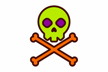  Vector Line Art Halloween Skull and Crossed Bones Icon