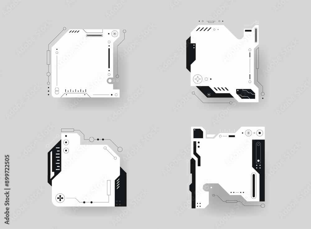 Poster futuristic interface ui elements. futuristic hud elements. hud interface set. vector illustration.