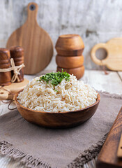 A popular Egyptian dish Rice with green peas, Cooked White Rice
