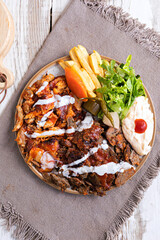 Turkish Mixed meat Shawarma Plate with fries
