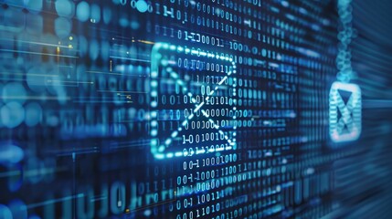 Fototapeta premium Binary Code and Email Security Concept