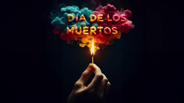 Dia De Los Muertos -  A Celebration of Life, Greeting Text Isolated On Black Background With Copy Space Area.