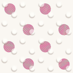 seamless 3d polka dots pattern .  Minimal  element background. Retro style.