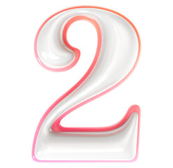 2 Number 3D Render