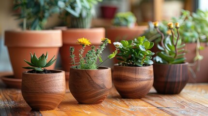 Yearly handcrafted wooden flower pots for wedding decor