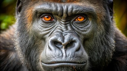 Obraz premium Close-up Portrait of a Powerful Gorilla with Intense Eyes.