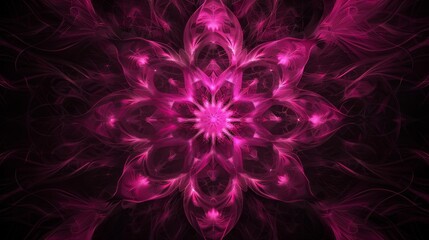 Fototapeta premium A minimalist background with a magenta fractal design on a black canvas