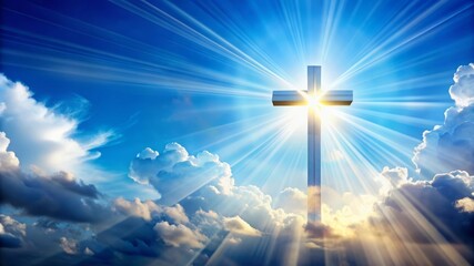 Cross in the Sky with Sun Rays.
