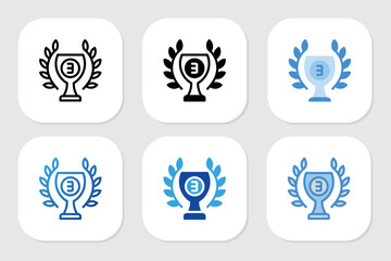 third place trophy icons with various design styles