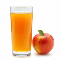 Fototapeta premium Medium shot of Glass of apple juice near the apple, isolated on a white background, 