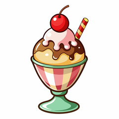 ice cream in a bowl Vector Illustration