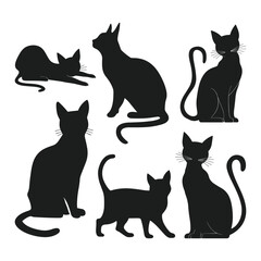 A set of Halloween cat silhouette vector