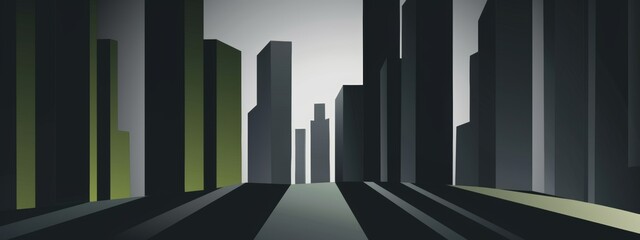 Modern green and grey geometric abstract illustration in real estate business theme.