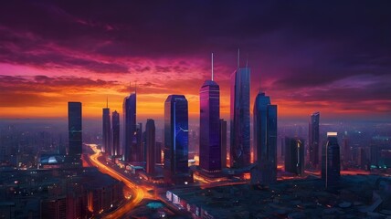 Fototapeta premium sunset in the city