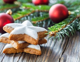 decorative ginger bread cookies for christmas sweets and star-shaped cookies. Ginger cookies