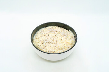 A Bowl of Rice Pudding Kheer Khir Coconut Milk Rice Shrawan 15 Khir Khane Din with Coconut Powder