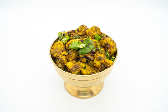 A Bowl of Spicy Potato Achaar Potato Salad with Coriander aka Aalu ko Achaar, Spocy Potato Pickle
