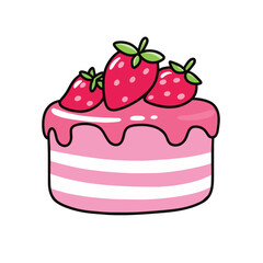 Illustration of a cute birthday cake is isolated on the white background